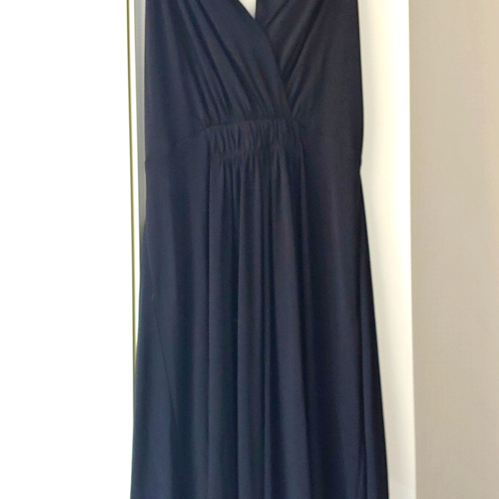 Calvin Klein Black Halter Dress with Satin Neck Tie